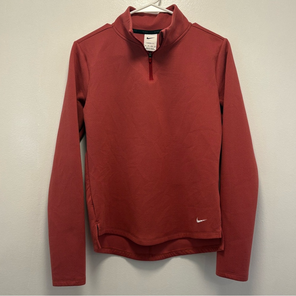 Nike Red Herringbone Quarter-Zip Top